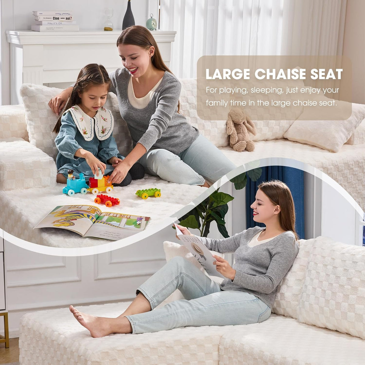 Hobestluk 96” Modular Sectional Sofa Couches L-Shape Couch 3 Seat Modular Sofa Memory Foam