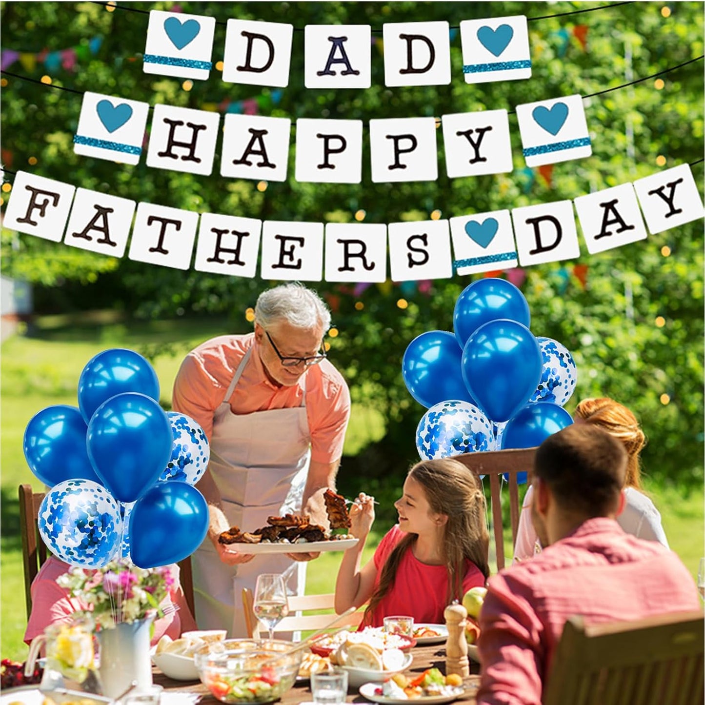 Blue Balloon Stand Centerpiece Table Decorations for Men's Birthday Father's Day Retirement