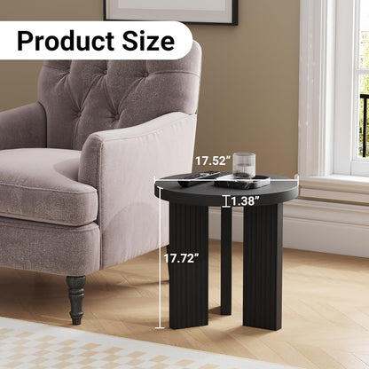 Small Round Side Table, 17.52" Coffee Table with Smooth Thick Mesa, Circle End Table with X Shaped