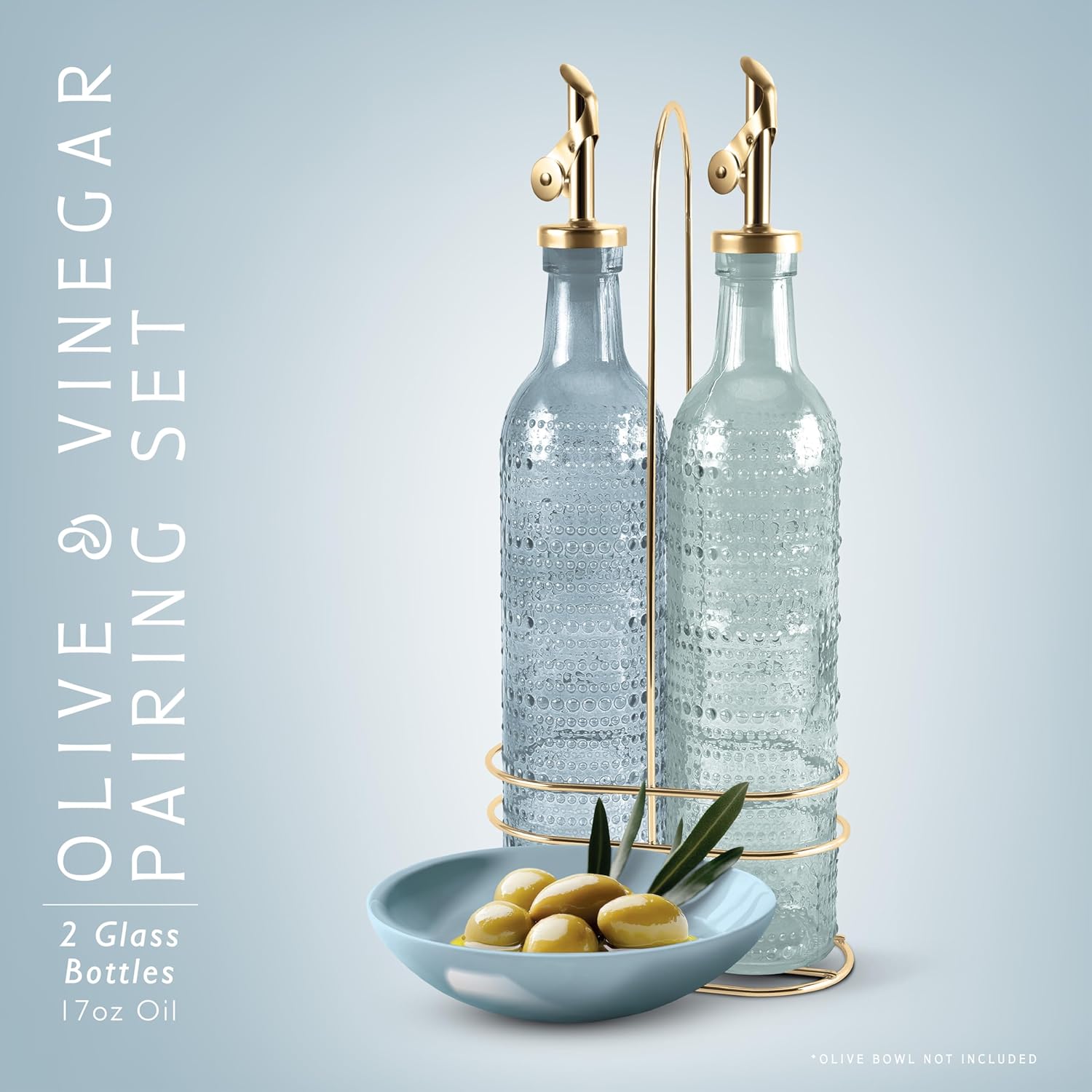 COOK WITH COLOR Glass Olive Oil Bottle Dispenser - 2 Pack- 17oz Oil and Vinegar Cruet - Olive Oil