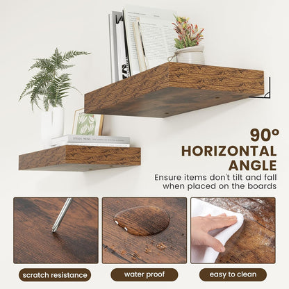 Deep Floating Shelves for Wall | 24 Inch Wide x 12 Inch Deep Floating Shelves | 24W x 12D Rustic