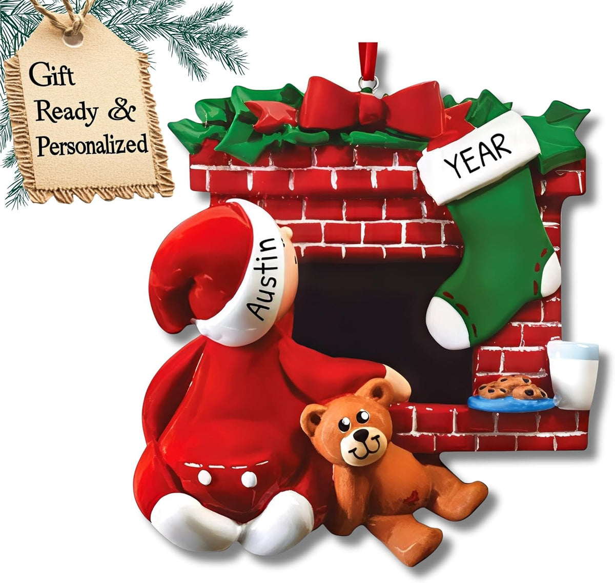 3D Fireplace Toddler Ornaments for Christmas Tree 2025 - Xmas Eve Ornament for Kids Ornament for