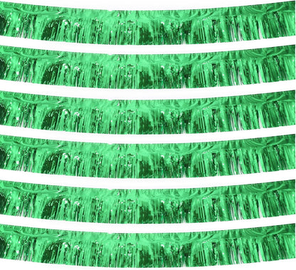 Green Foil Fringe Garland 10FT 6packs, Metallic Foil Tinsel Fringe Banners for Parade Float