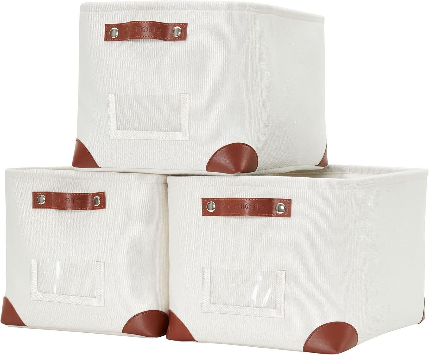 DECOMOMO White Storage Bins Fabric Storage Baskets for Shelves & Linen Closet Organization (Creamy