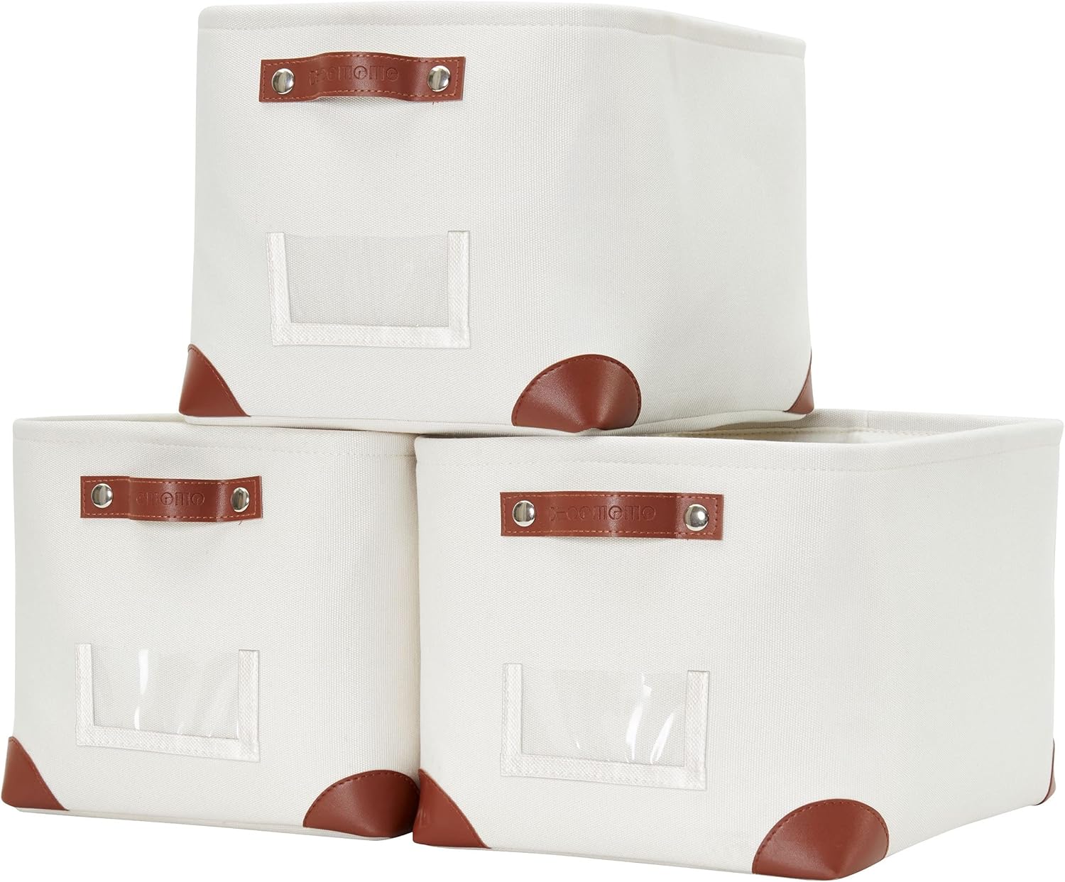 DECOMOMO White Storage Bins Fabric Storage Baskets for Shelves & Linen Closet Organization (Creamy