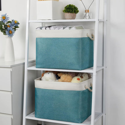 Bidtakay Foldable Storage Bins Set of 2 Tall Cloth Baskets 16" X 11.8" X 11.8" Decorative
