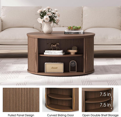 Round Coffee Table with Lifting Top,31.5”Mid Century Modern Lift Top Coffee Table with Hidden