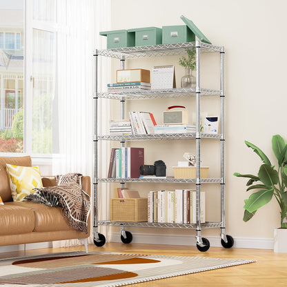 5-Shelf Storage Shelves,Wire Shelving Heavy Duty Metal Storage Shelving Unit Adjustable Garage
