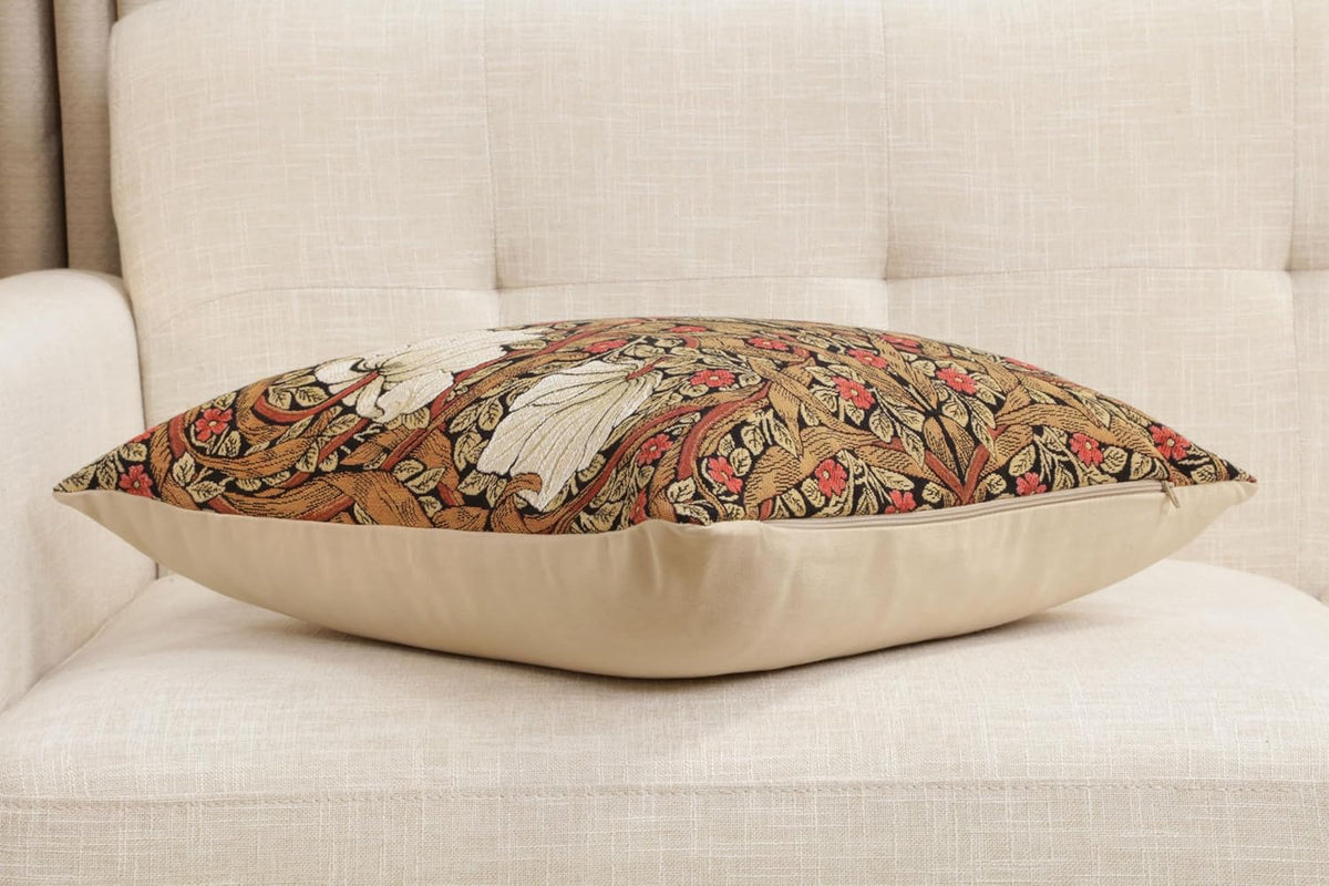 Charlotte Home Furnishings Pimpernel Tobacco Brown Floral Throw Pillow Cover 18” x 18” – Botanical