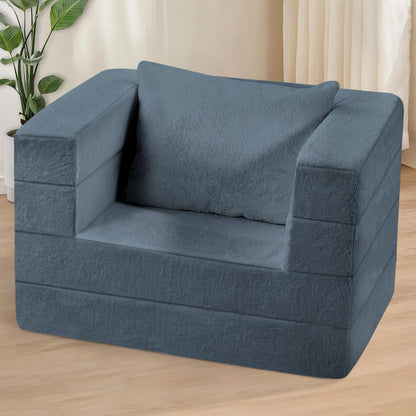 Folding Bean Bag Chair for Adults,3-in-1 Bean Bag Couch Faux Fur Floor Sofa Large Beanbag
