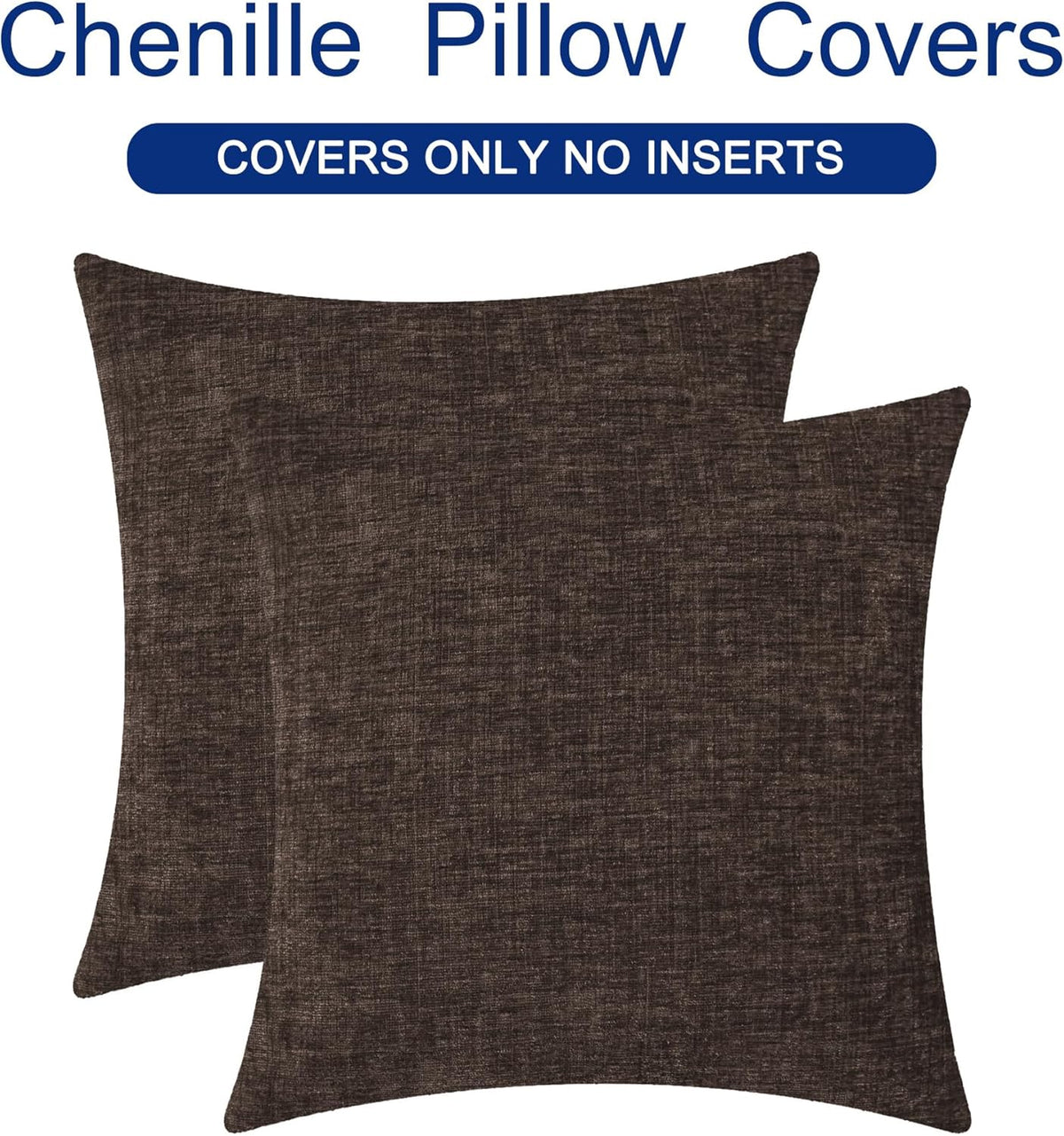 CaliTime Throw Pillow Covers Decorative 22 X 22 Inches Pack of 2 Cozy Chenille Cushion Cases for