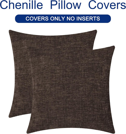 CaliTime Throw Pillow Covers Decorative 22 X 22 Inches Pack of 2 Cozy Chenille Cushion Cases for