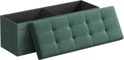 SONGMICS MAZIE Collection - 43 Inches Folding Storage Ottoman Bench, Ottoman Foot Rest, End of Bed