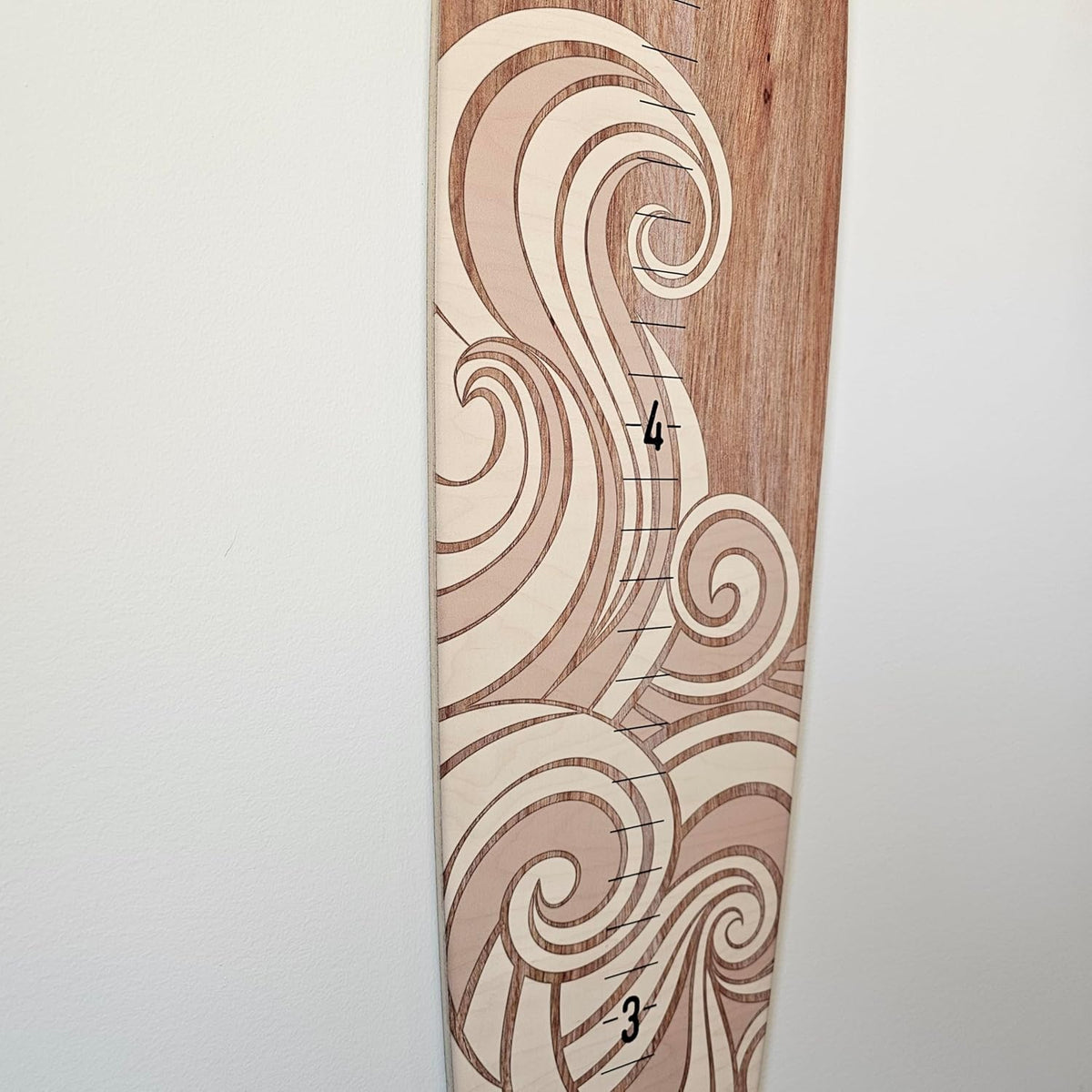Wooden Surfboard Wall Decor Growth Chart - Surf Board Decor for Kids Room, Wooden Growth Chart for