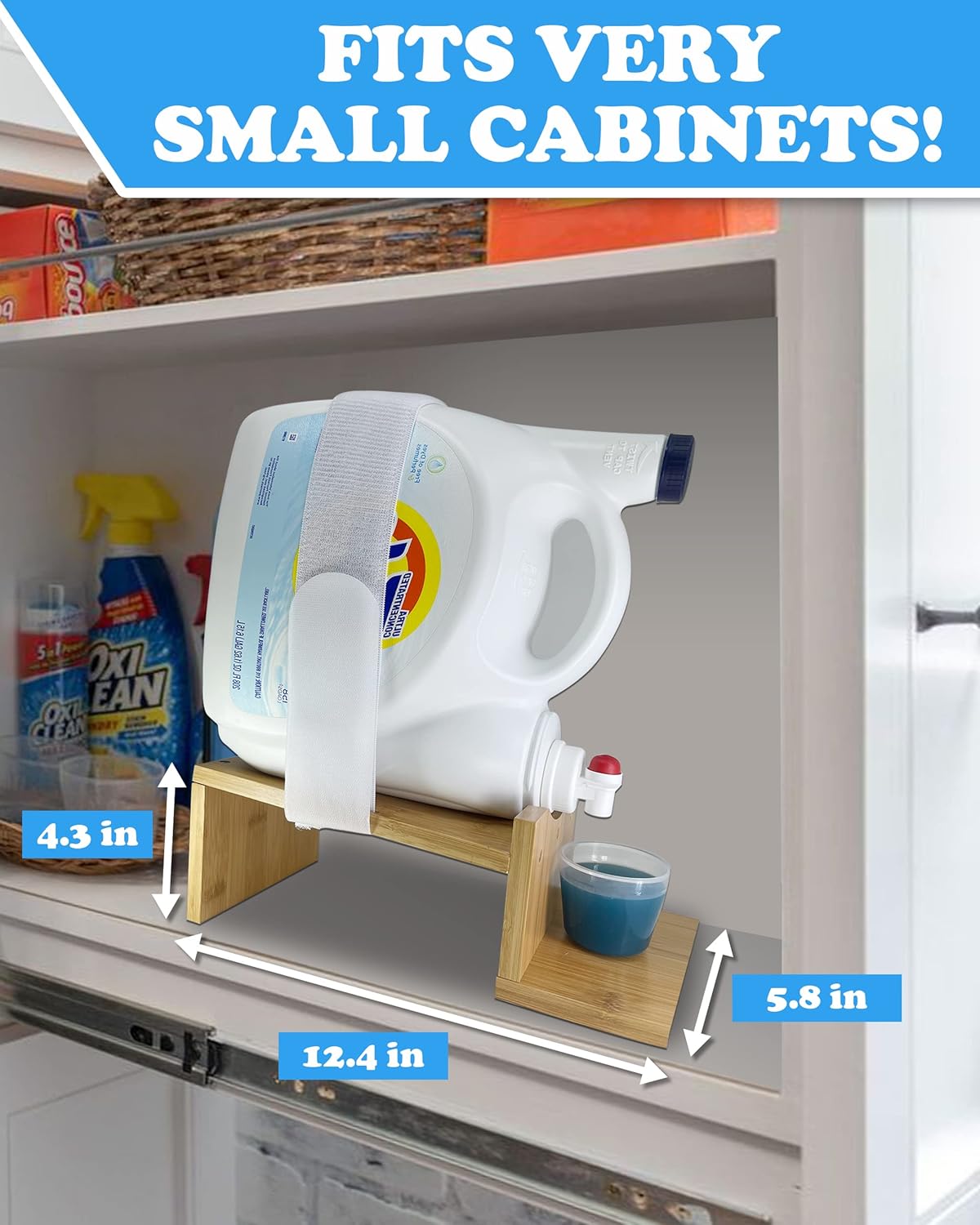 TidyFriend Laundry Detergent Dispenser with Tray & Strap, Laundry Soap Dispenser with Non-Slip