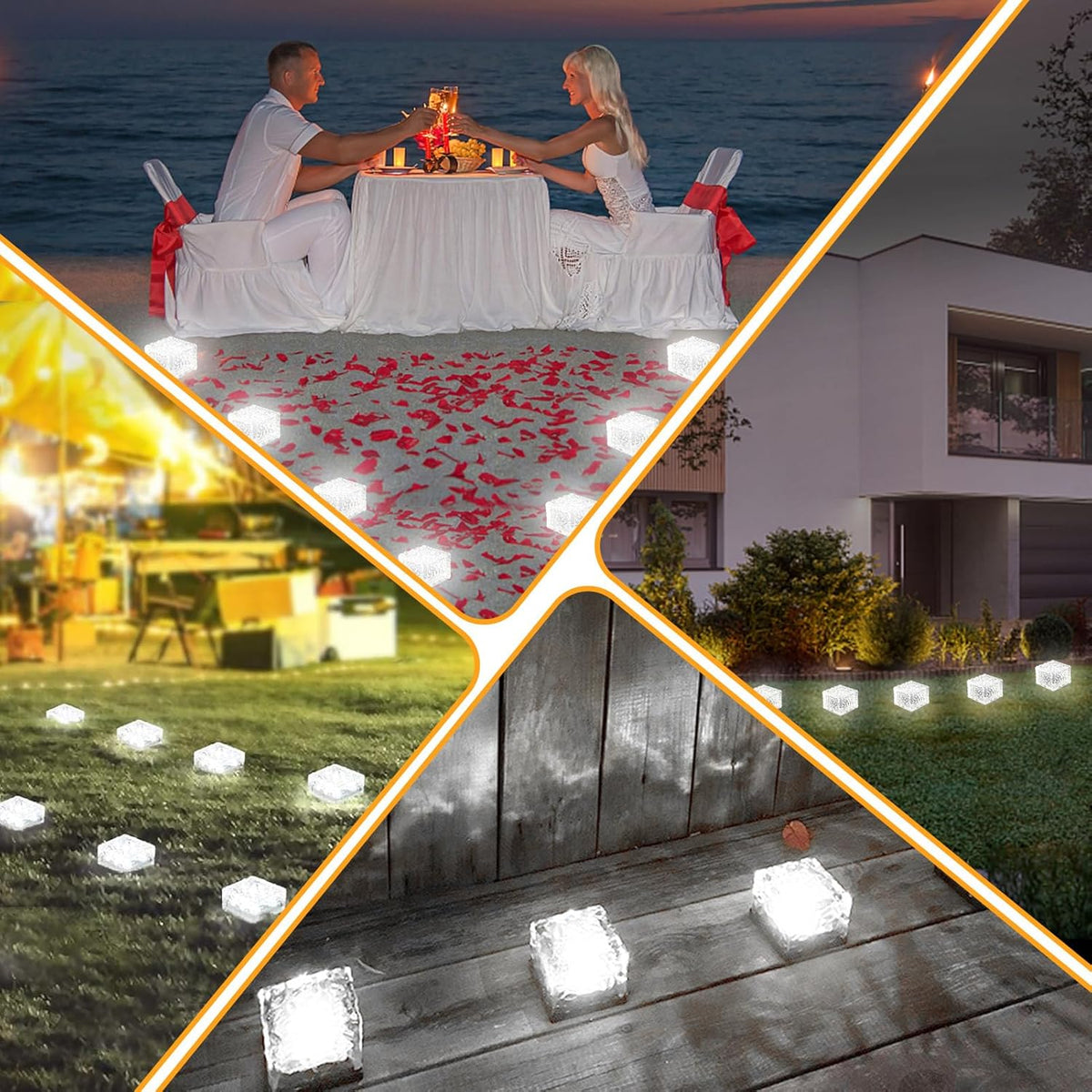 Solar Brick Lights - Outdoor Waterproof Patio & Garden Decor (3 Packs) for Patio, Yard, Walkway