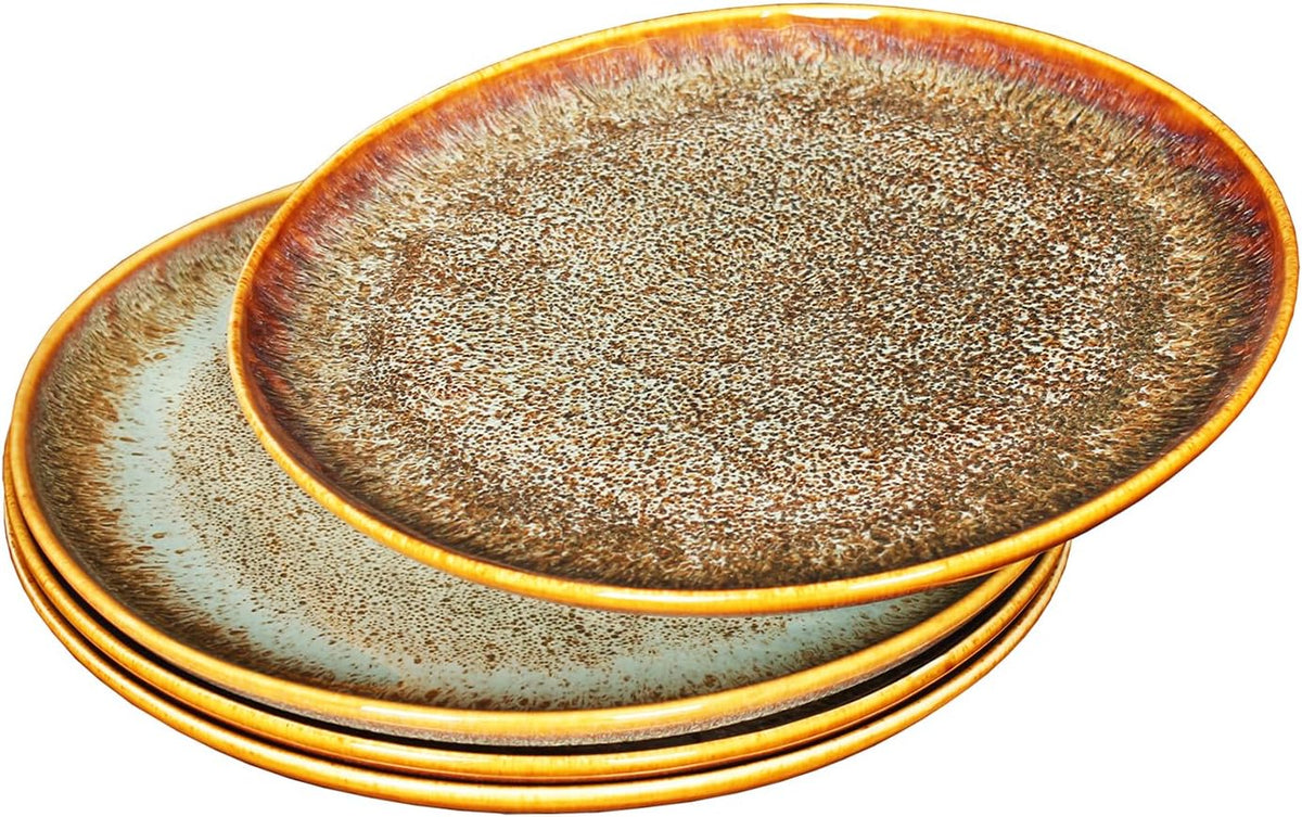 Ceramic Dinner Plates Dish Set,Set of 4,for Lunch snacks -Microwave Oven & Dishwasher Safe,Scratch