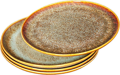 Ceramic Dinner Plates Dish Set,Set of 4,for Lunch snacks -Microwave Oven & Dishwasher Safe,Scratch