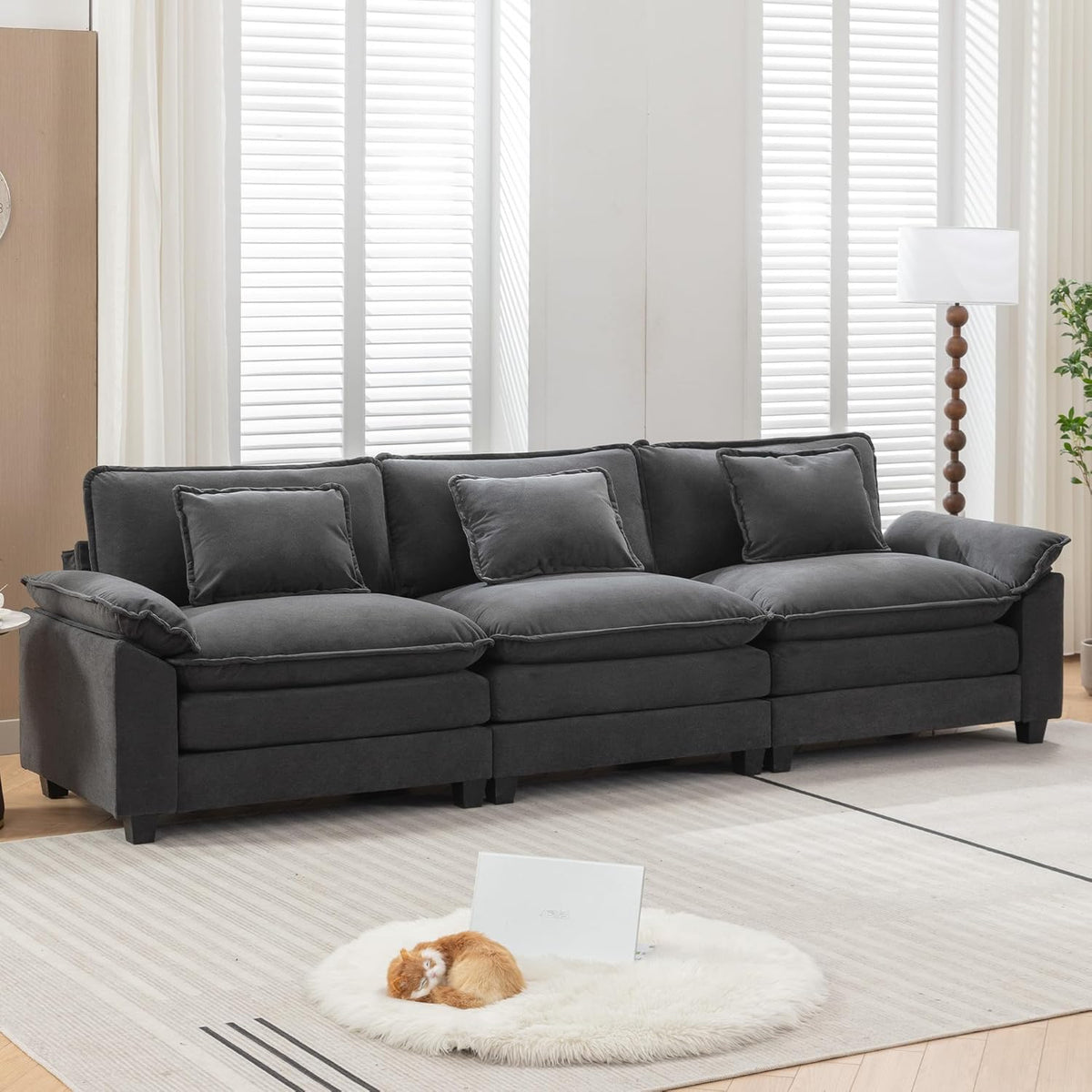 URRED Modular Sectional Sofa Comfy Cloud Couch, Modern Velvet Sofa Sleeper Deep Seat Couches with