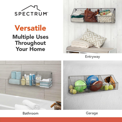 Spectrum Diversified 89076 Wall Mount Triple Storage Basket, Industrial Gray