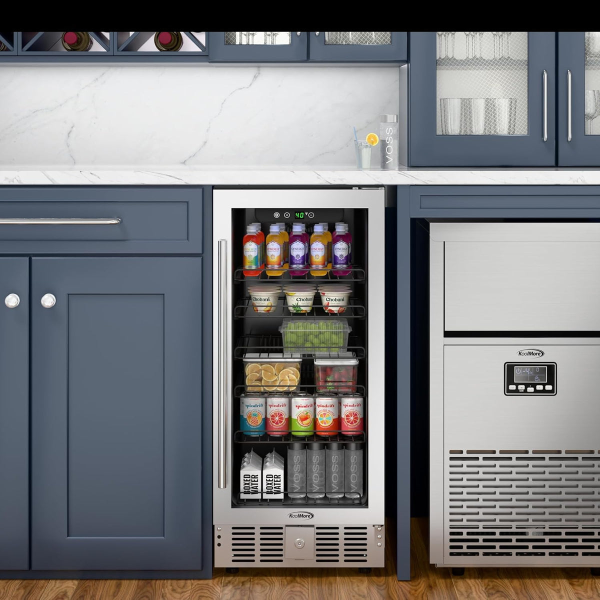 KoolMore 15” Inch Small Built-In Refrigerator and Beverage Cooler for Soda Cans, Beer Cans, Food