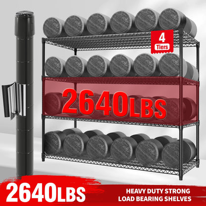 PeacefulHues 73.8" H Storage Shelves 4-Tiers Heavy Duty Shelving Unit with Wheels, 2640LBS Garage