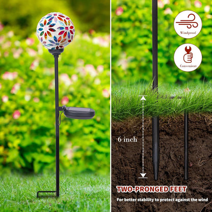 Afirst Solar Lights Outdoor Decorative - Solar Mosaic Garden Stakes Flower Decorative Lights