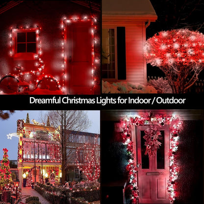 4-Pack Red and White Fairy Lights Battery Operated with Timer, Waterproof 16FT 50 LED String Lights