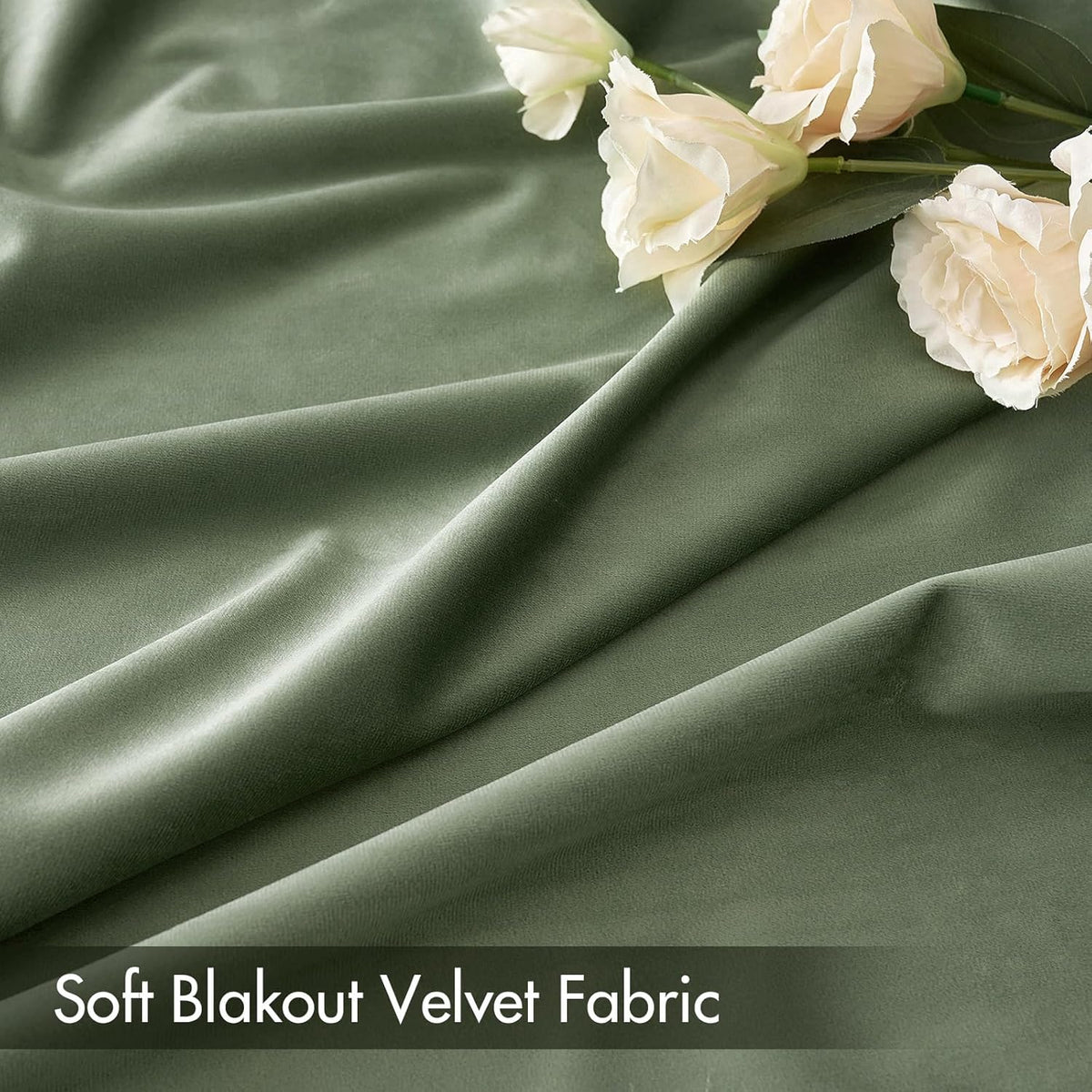 MIULEE Velvet Curtains Sage Green Thermal Insulated Blackout Curtain Drapes for Bedroom Living Room