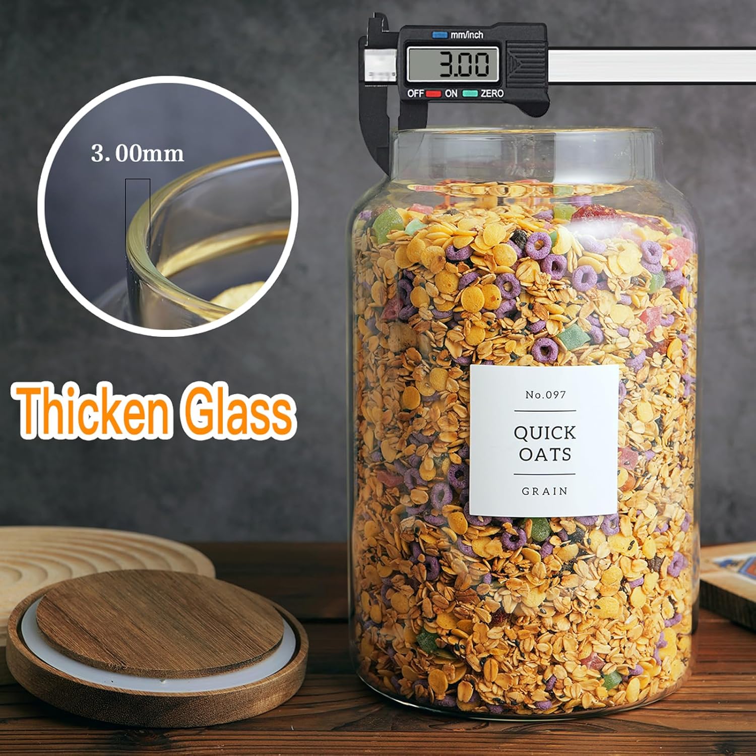 Set of 2 Large Glass Flour and Sugar Containers with 132 Pantry Labels - Glass Food Storage Jars