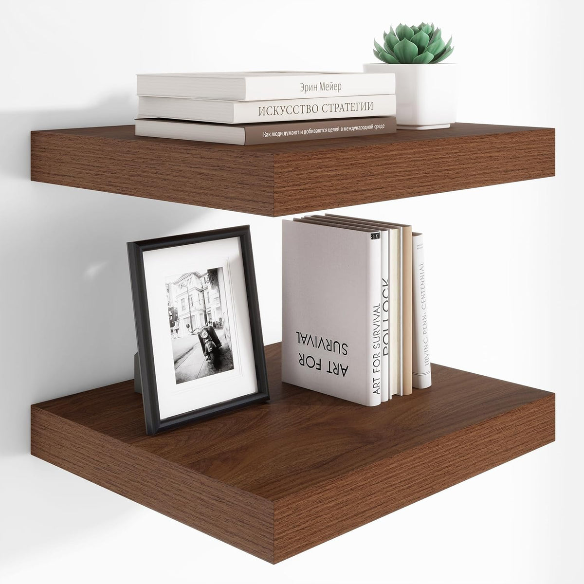 Heimlove 12 Inch Deep Floating Shelves, 16 x 12 inches Long Wall Shelf, Large Extra Display Shelf &