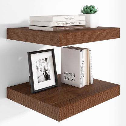 Heimlove 12 Inch Deep Floating Shelves, 16 x 12 inches Long Wall Shelf, Large Extra Display Shelf &