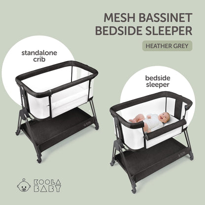 Baby Bedside Sleeper - Bassinet & Bedside Crib with Height Adjustment & Wheels - Can Be Placed Next
