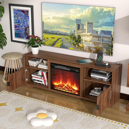 Fireplace TV Stand for Television up to 80 Inch,Entertainment Center with Adjustable