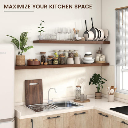 Floating Shelves for Wall, Large Wall Mounted Shelves with Invisible Brackets, Long Wood Floating