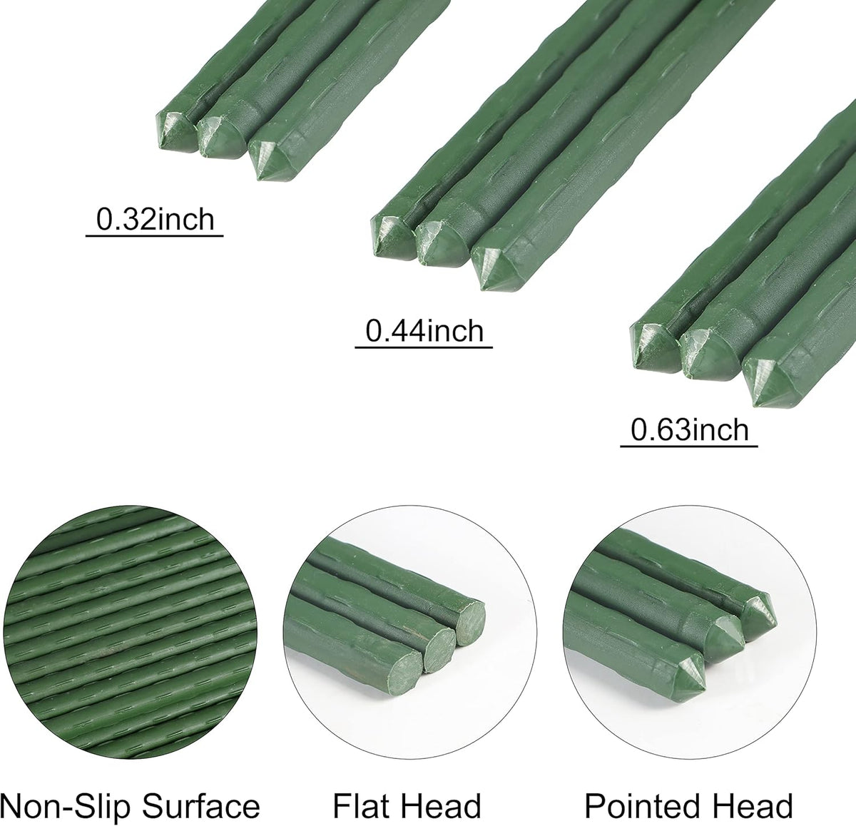 Garmeinea Garden Stakes 36 Inches Plastic Coated Steel Plant Stakes for Growing Climbing Plants