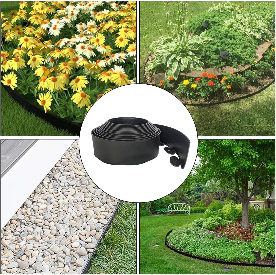Landscape Edging Border 33FTx 4 Inch Tall, Plastic Garden Borders Edging with 30 Spikes,Flexible