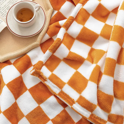 LOMAO Throw Blankets Flannel Blanket with Checkerboard Grid Pattern Soft Throw Blanket for Couch