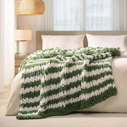 L'AGRATY Chunky Knit Blanket Throw: 50''x60'' Chenille Chunky Knitted Throw Blankets for Bed Couch