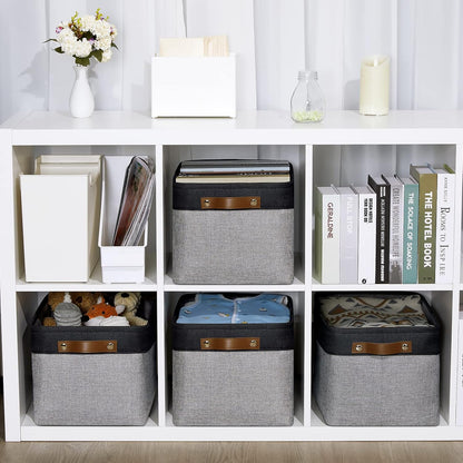 DULLEMELO Canvas Storage Bin with Handles, Fabric Bins for Shelves, Bedroom, Office,Nursery,Fabric
