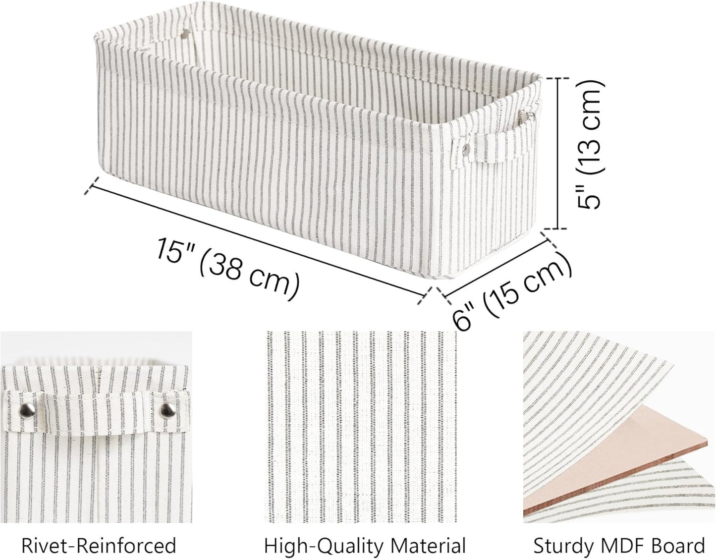 StorageWorks Narrow Storage Bins, Small Basket for Closet and Shelves, Fabric Organizer with