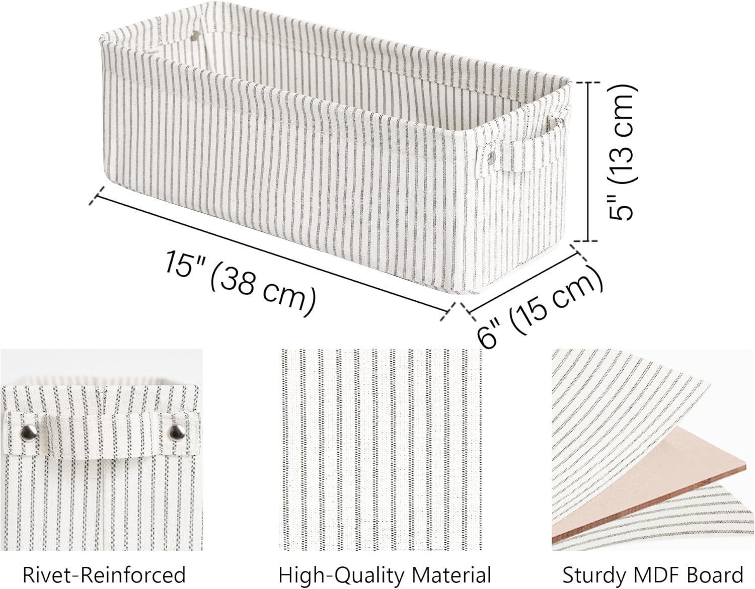 StorageWorks Narrow Storage Bins, Small Basket for Closet and Shelves, Fabric Organizer with