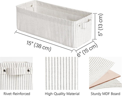 StorageWorks Narrow Storage Bins, Small Basket for Closet and Shelves, Fabric Organizer with