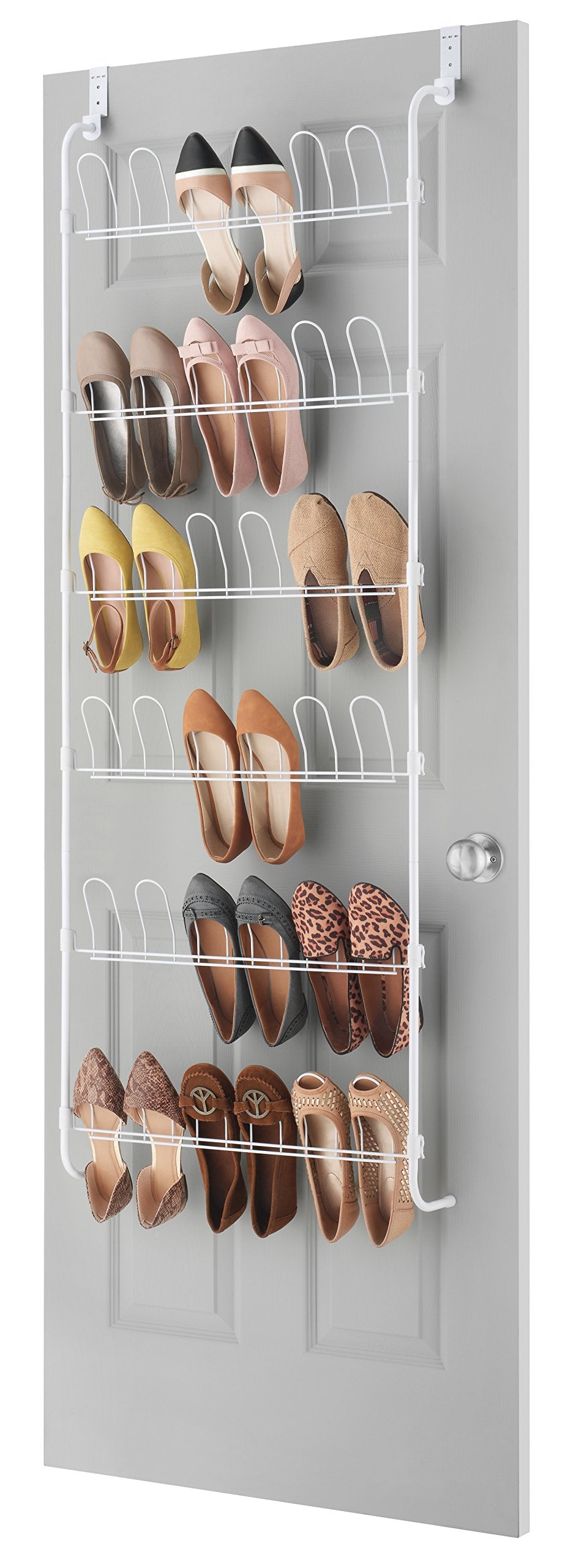 Whitmor 18 Pair Over The Door Shoe Organizer, 6 Tier Hanging Shoe Organizer, Heavy Duty Metal Shoe