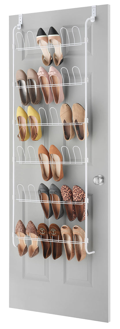 Whitmor 18 Pair Over The Door Shoe Organizer, 6 Tier Hanging Shoe Organizer, Heavy Duty Metal Shoe
