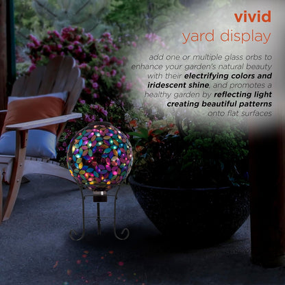 Alpine Corporation GRS122A-SLR Indoor/Outdoor Glass Solar Powered Mosaic Gazing Globe Yard