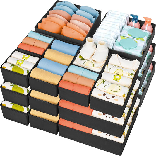 DIMJ Drawer Organizer 15 Pack - Foldable Baby Organizers and Storage & Dresser Organizer for