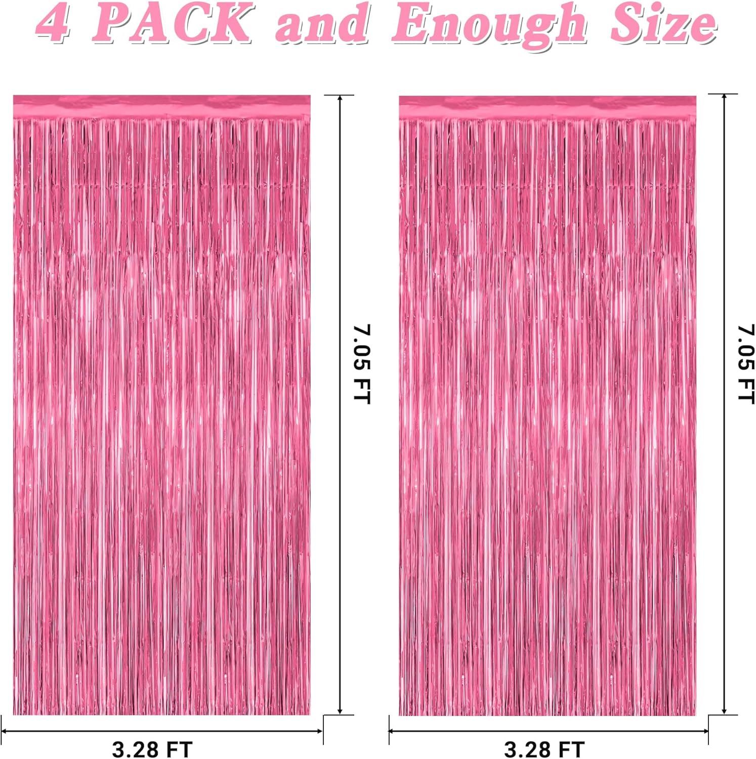 4 Pack Birthday Decorations, 3.28 FT x 7.05 FT Pink Backdrop, Metallic Happy Birthday Backdrop
