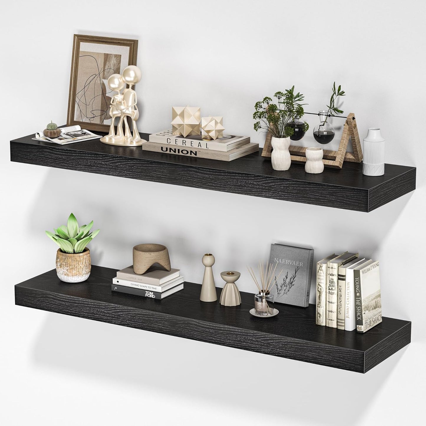 Floating Shelves for Wall, 36" W x 8" D x 1.5" H, Wooden Wall Mounted Display Shelves with