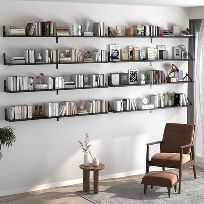 Heimlove 48 Inch Large Wall Bookshelves Set of 3, Wall Mounted Bookshelves,Heavy Duty Wooden